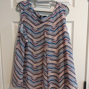 New Directions Sleeveless Striped Flyaway Tank